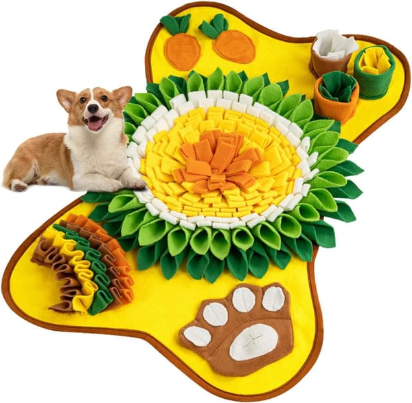 Fabric snuffle feeding mat for dogs.