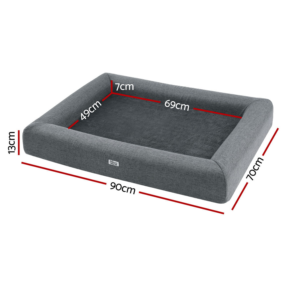 i.Pet Plush Cushion Bed, Large, Grey