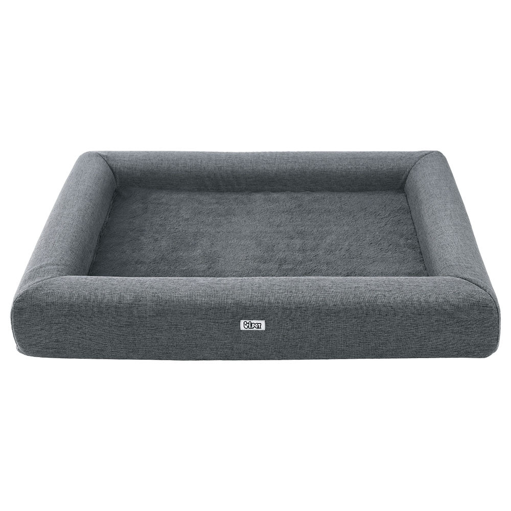 i.Pet Plush Cushion Bed, Large, Grey