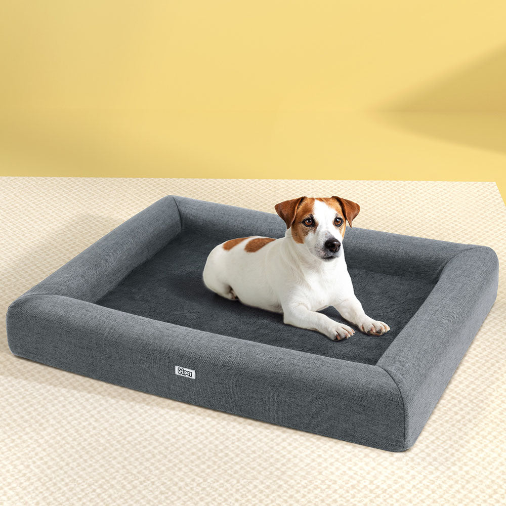 i.Pet Plush Cushion Bed, Large, Grey