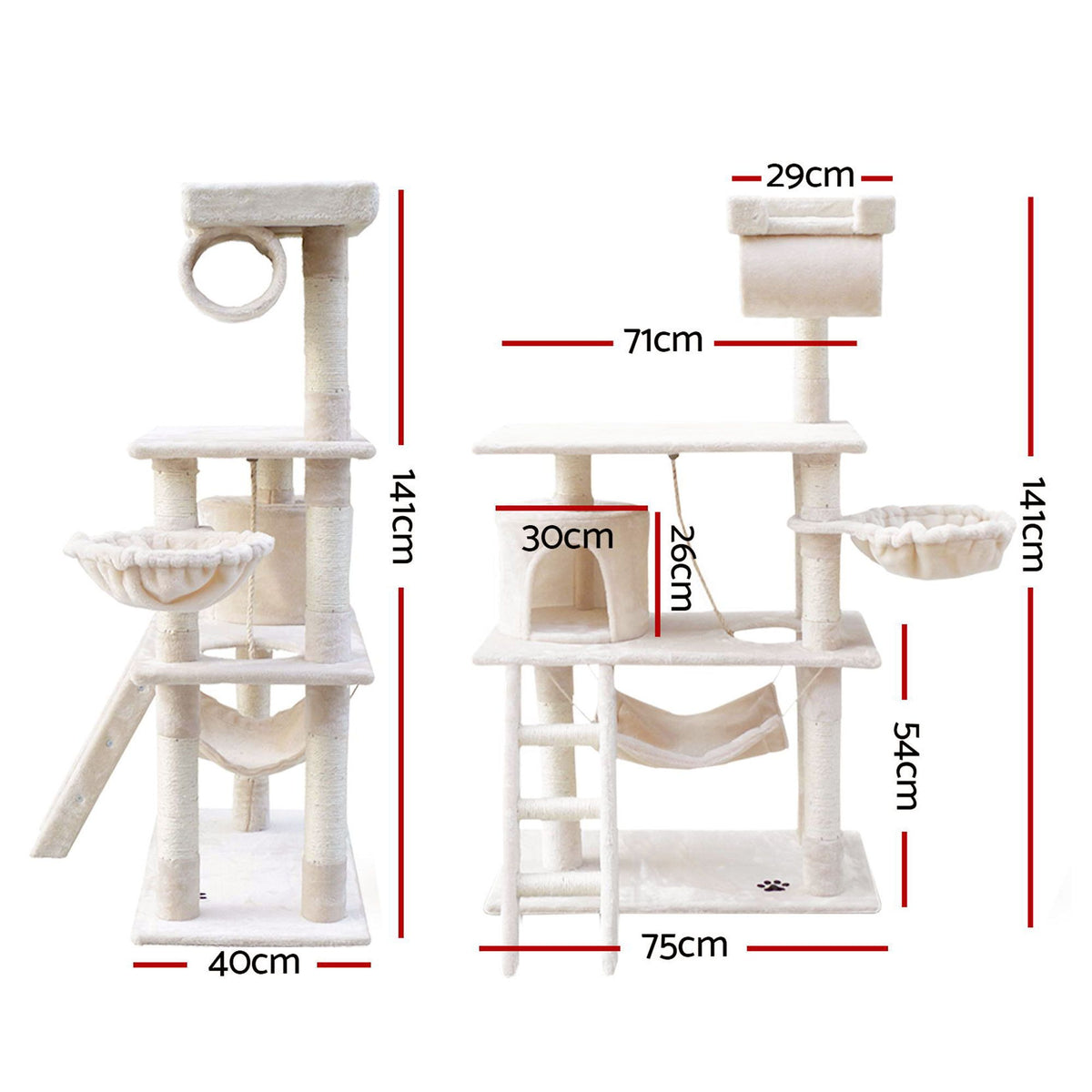 i.Pet Cat Tree, 141 cm, Beige