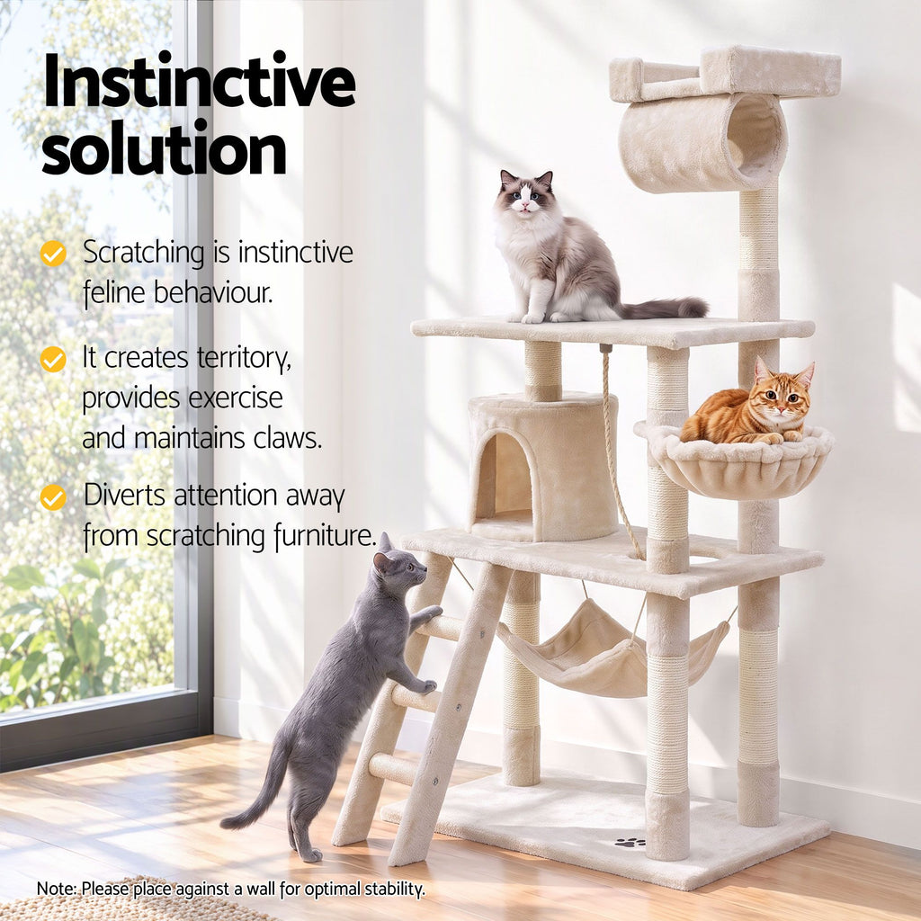i.Pet Cat Tree, 141 cm, Beige