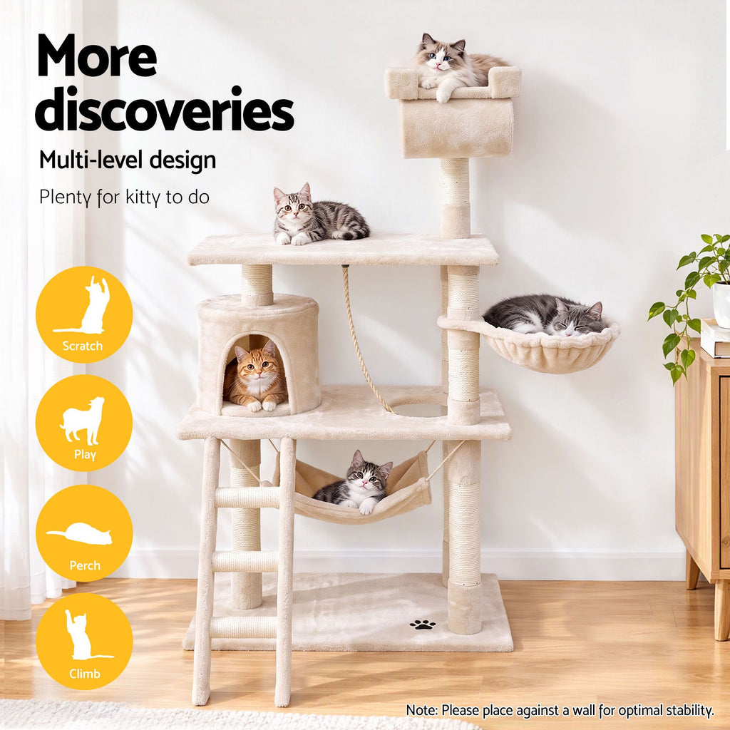 i.Pet Cat Tree, 141 cm, Beige