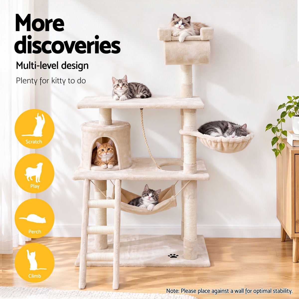 i.Pet Cat Tree, 141 cm, Beige