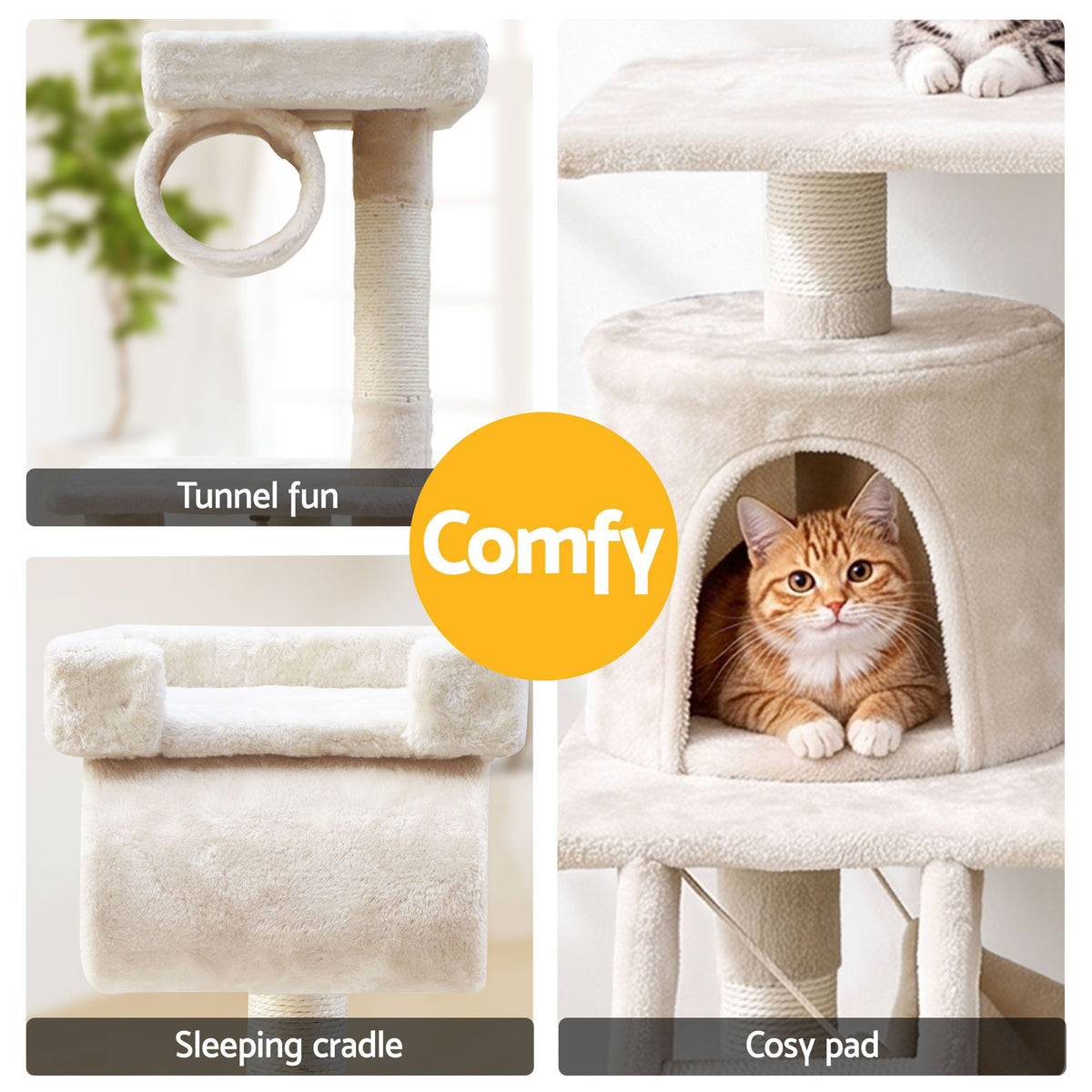 i.Pet Cat Tree, 141 cm, Beige