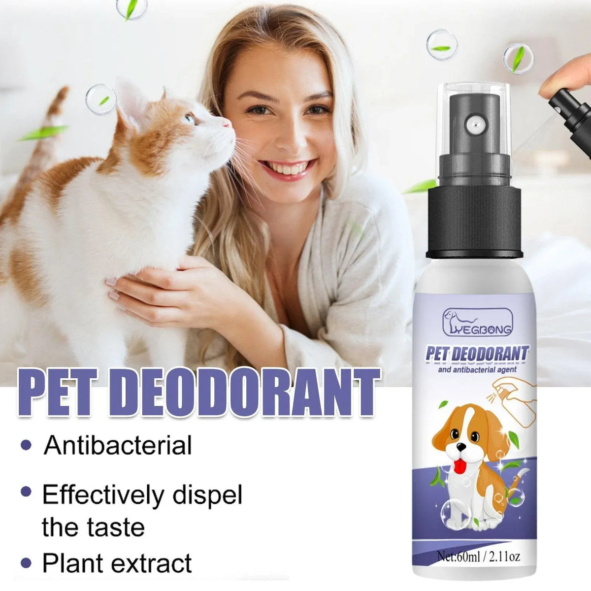 Pet Deodorising Spray for Bedding and Litter Areas, 60 ml