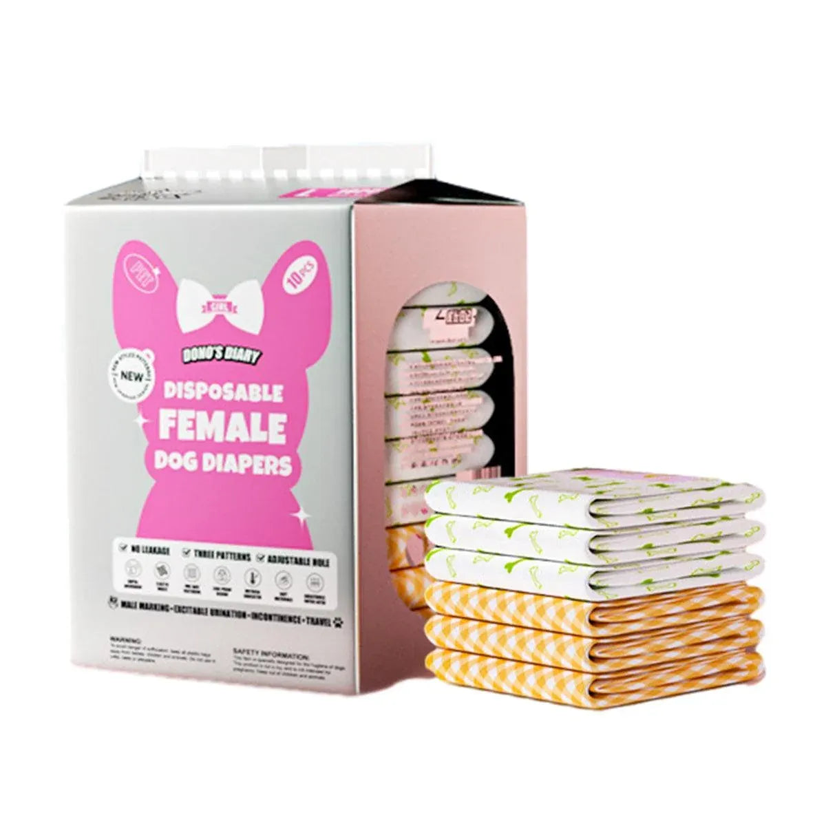 Disposable female dog diaper, size XS; sold as a pack of 10.