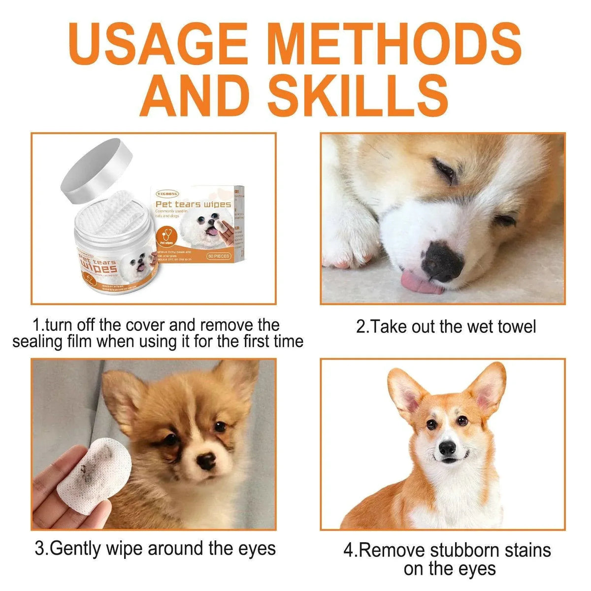 Pet Eye Cleaning Wipes, 60 Pack