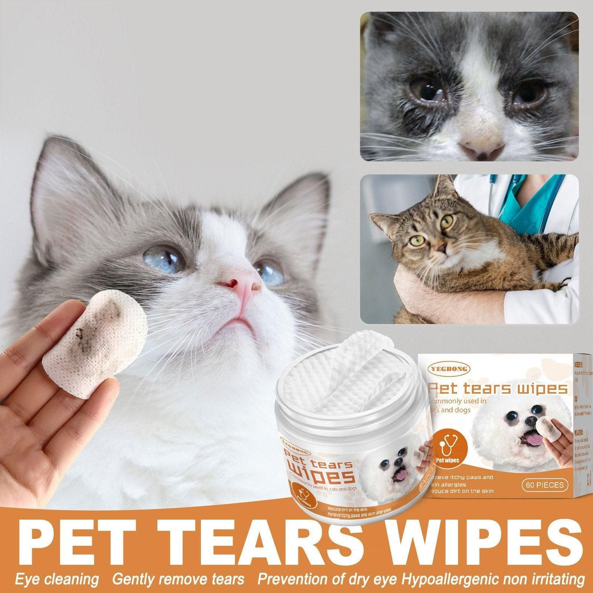 Pet Eye Cleaning Wipes, 60 Pack