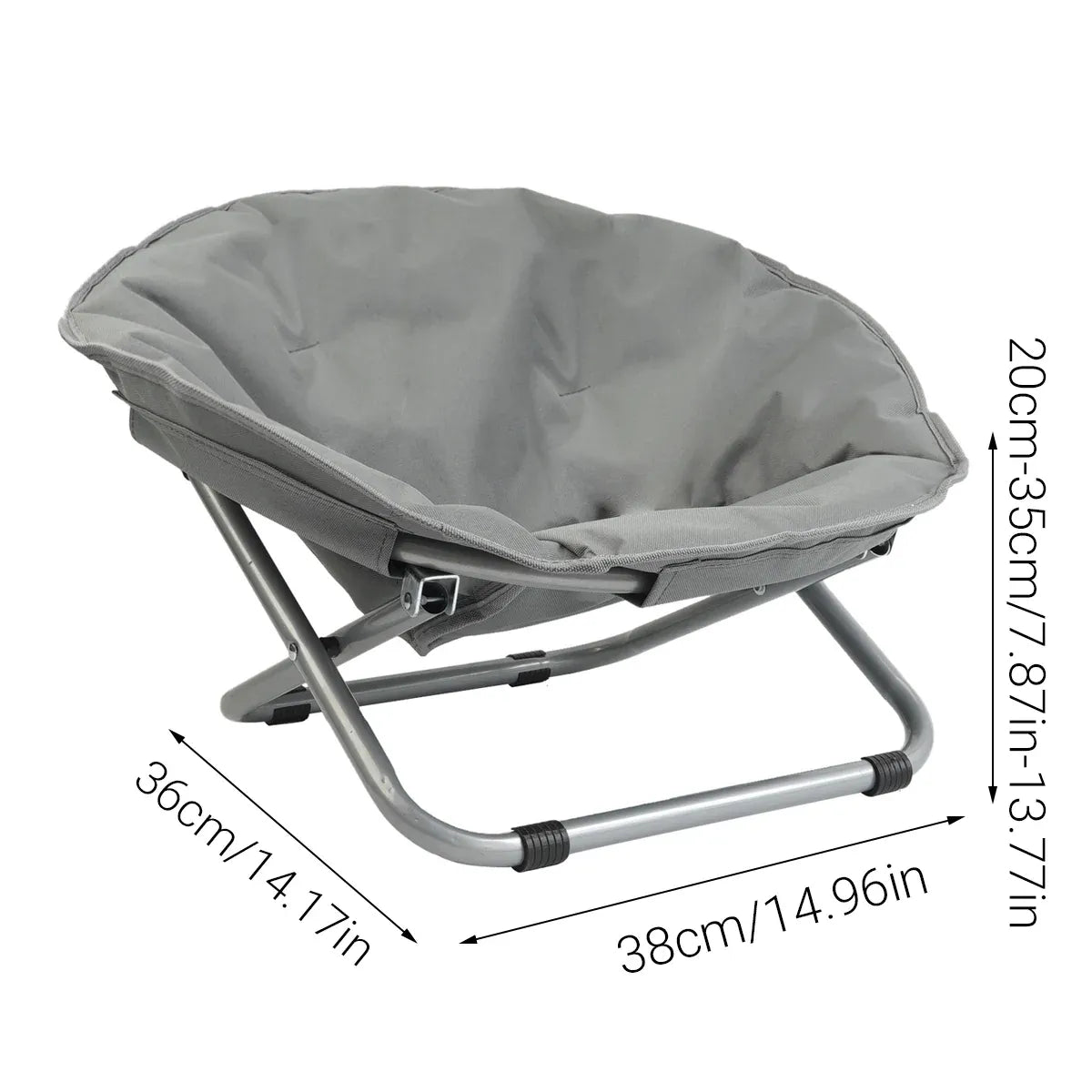 Folding Pet Bed Chair, Round, Grey