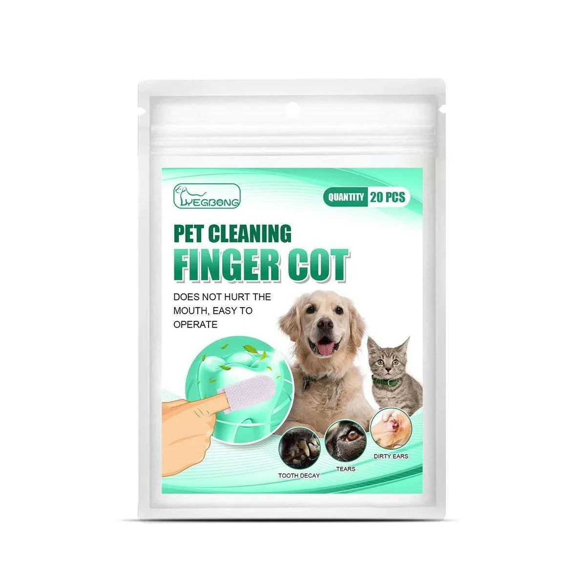 Pet Tooth Cleaning Finger Wipes, 20 Pack