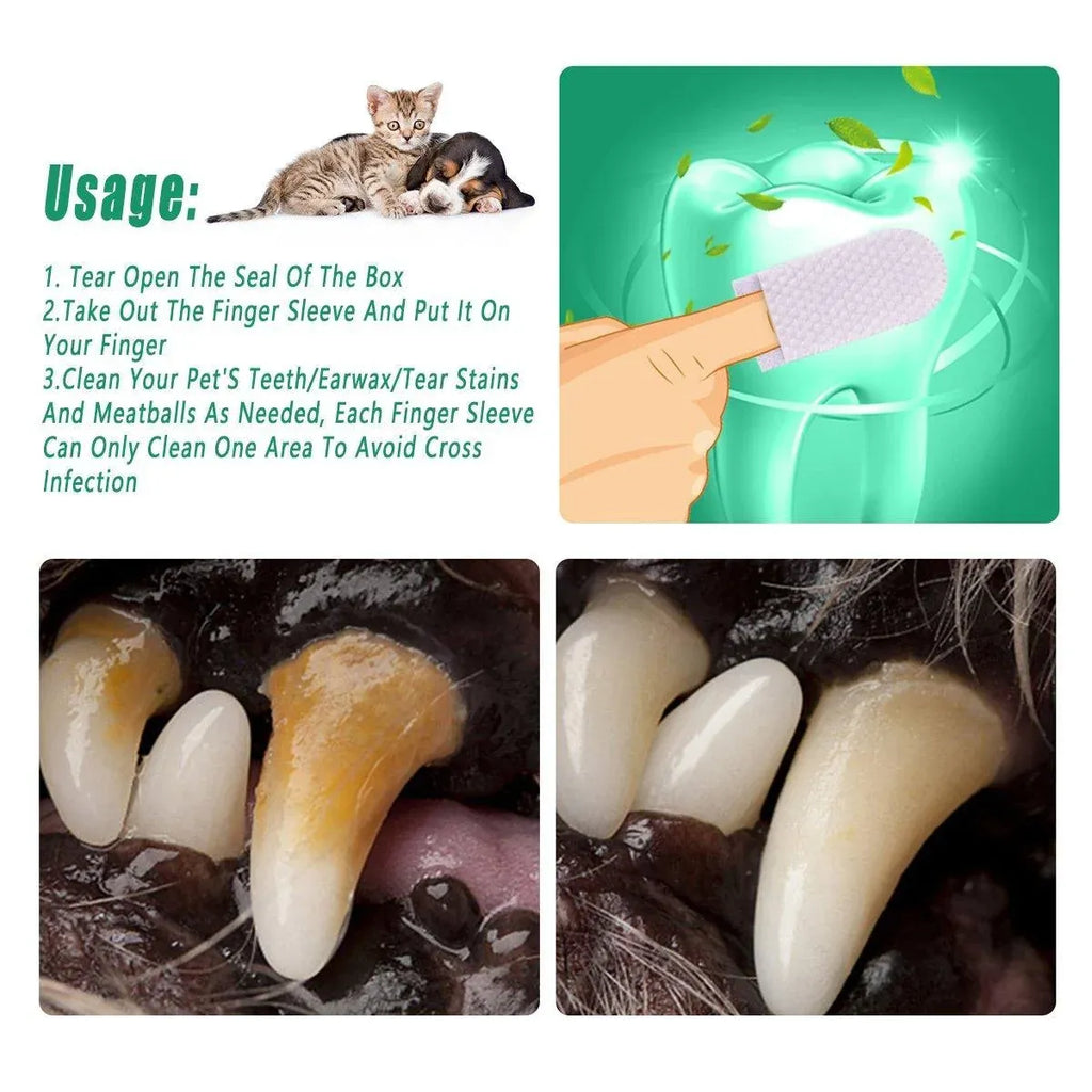 Pet Tooth Cleaning Finger Wipes, 20 Pack