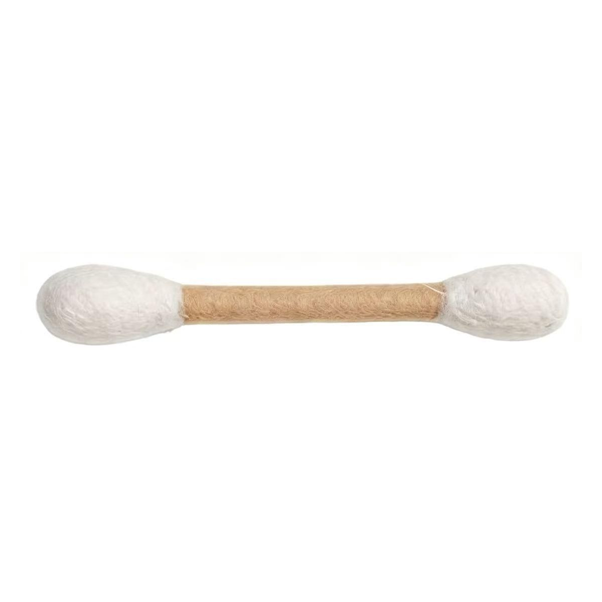 One cream-and-beige catnip toy stick; this product is sold as a two-piece set.