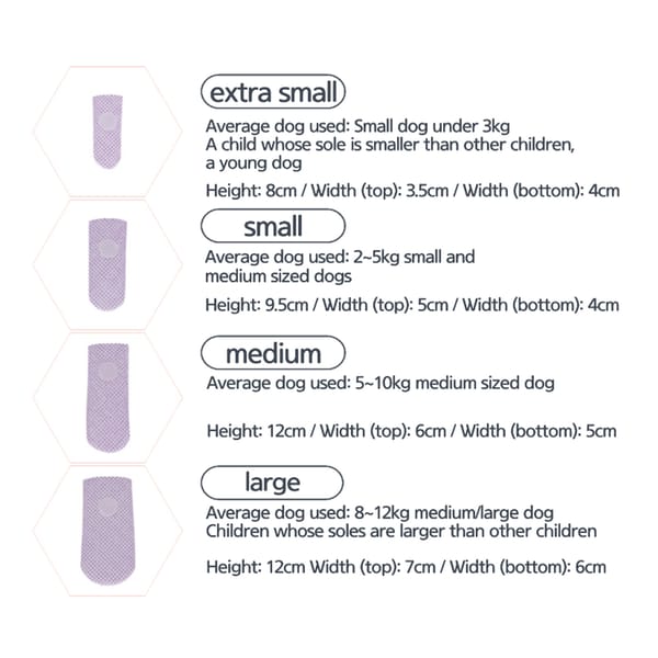Supplier size chart: Medium shoe height12cm, top width6cm, bottom width5cm; supplier indicative dog weight5–10kg, not a fit guarantee.